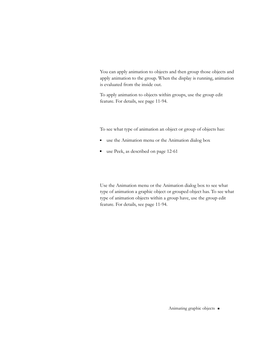 Applying animation to groups, Checking the animation on objects | Rockwell Automation 9301 Series RSView32 Users Guide User Manual | Page 466 / 769