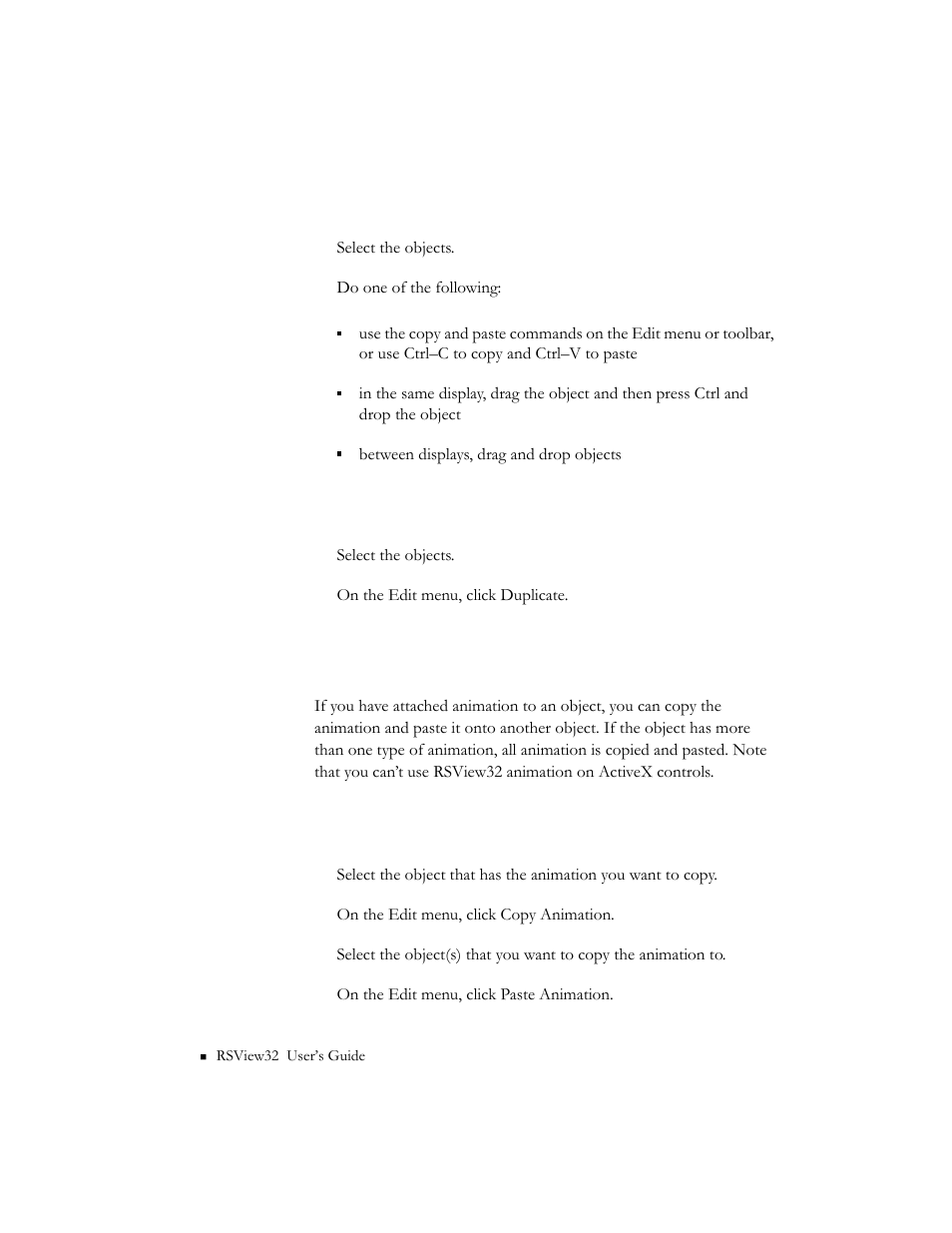 Copying animation without copying objects | Rockwell Automation 9301 Series RSView32 Users Guide User Manual | Page 471 / 769