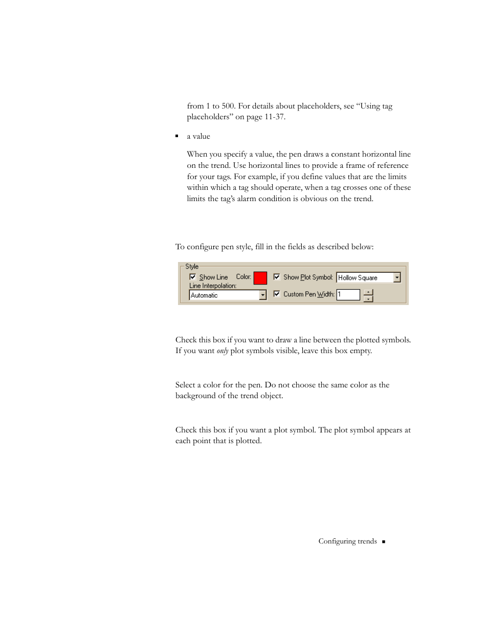 Configuring pen style, Configuring pen style -19 | Rockwell Automation 9301 Series RSView32 Users Guide User Manual | Page 490 / 769