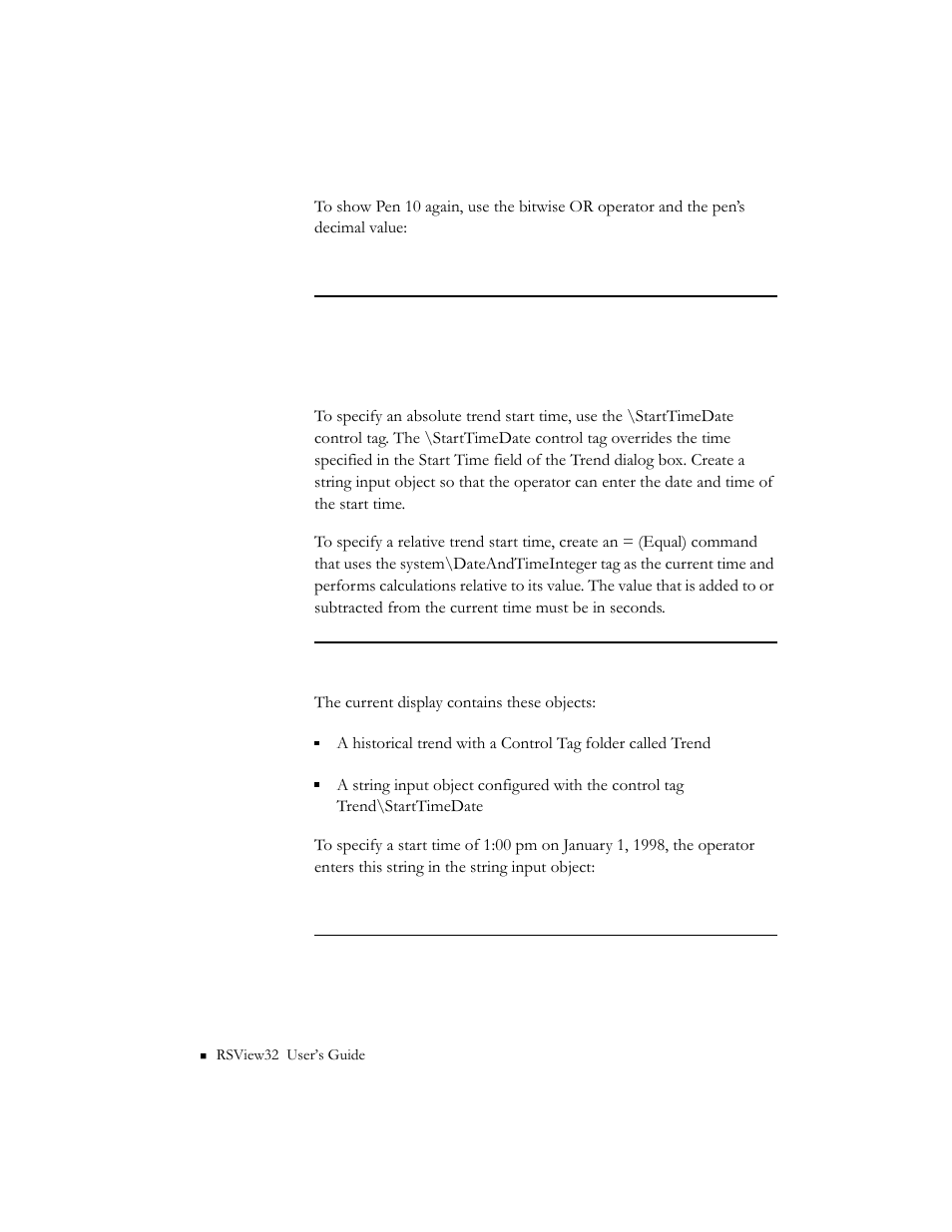 Specifying a start time, Specifying a start time -34 | Rockwell Automation 9301 Series RSView32 Users Guide User Manual | Page 505 / 769