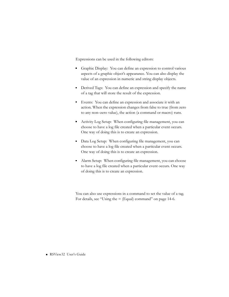 Where you can use expressions, Using expressions in a command, Using expressions in a command -2 | Rockwell Automation 9301 Series RSView32 Users Guide User Manual | Page 515 / 769