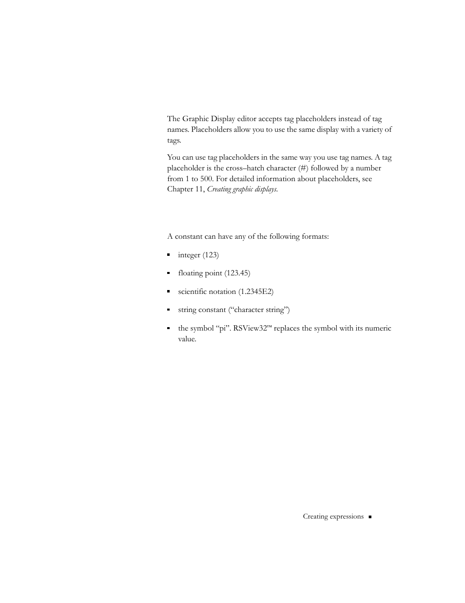 Using tag placeholders instead of tag names, Constants, Using tag placeholders instead of tag names -9 | Rockwell Automation 9301 Series RSView32 Users Guide User Manual | Page 522 / 769
