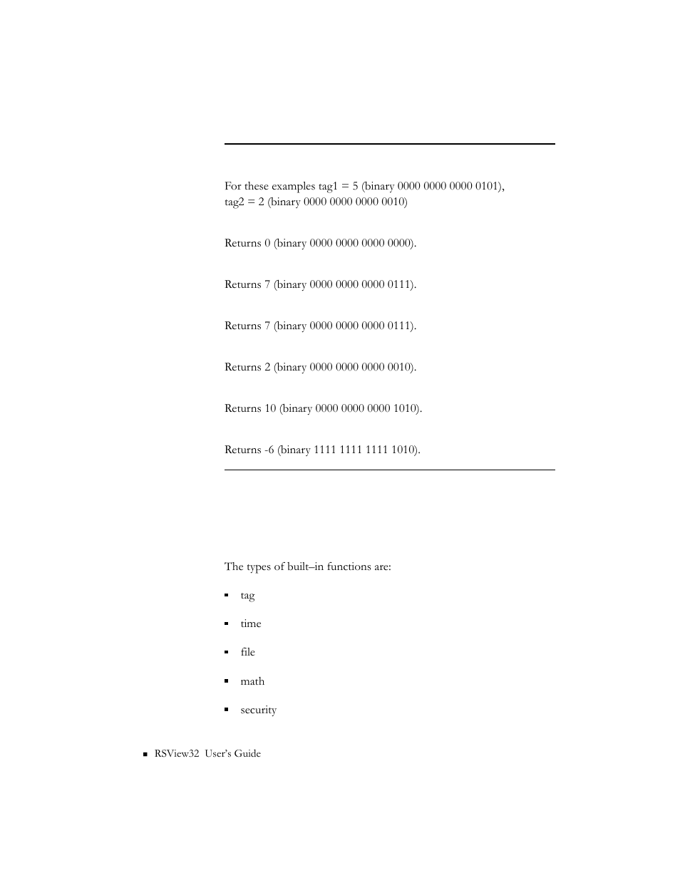 Built–in functions | Rockwell Automation 9301 Series RSView32 Users Guide User Manual | Page 527 / 769
