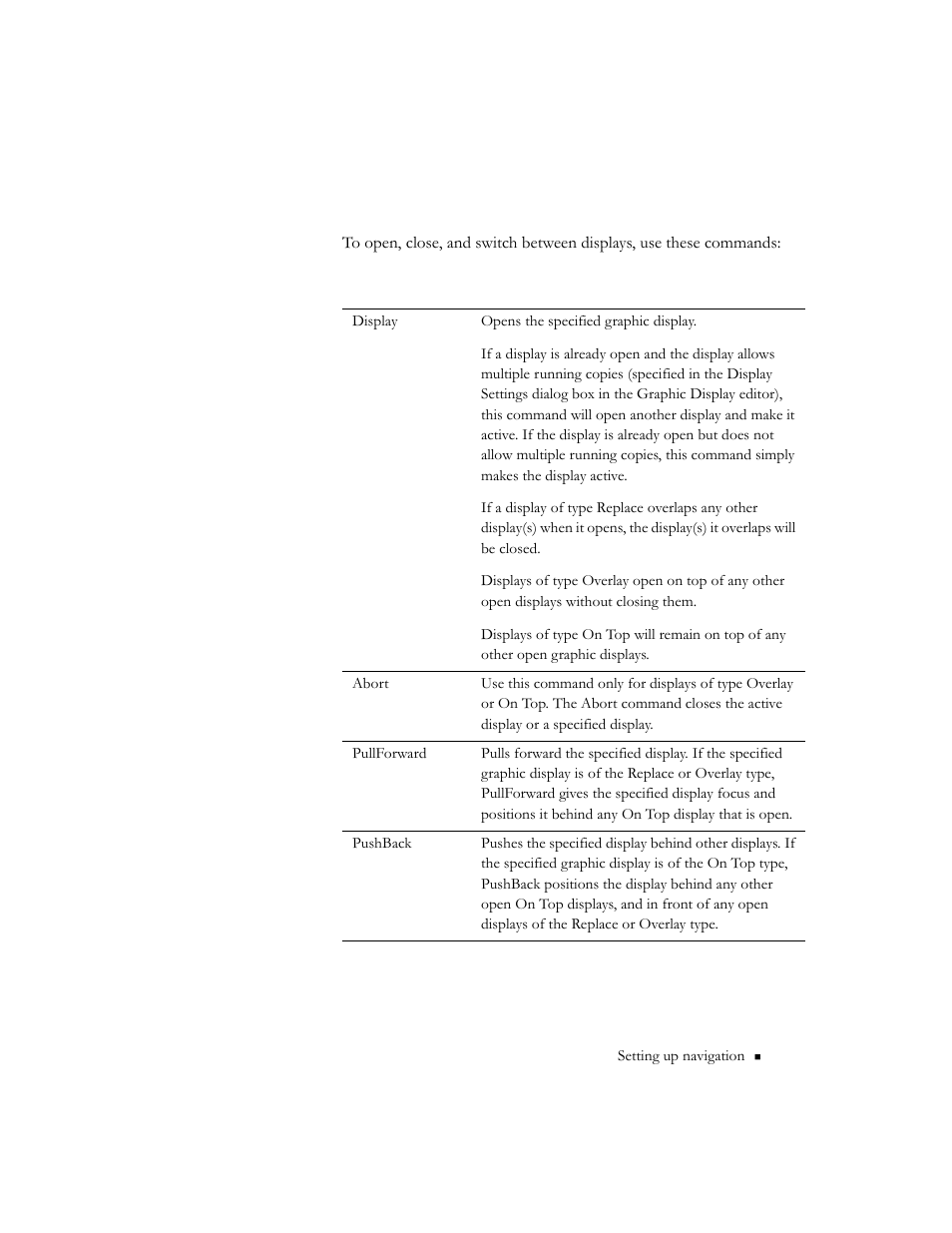 Commands for moving among displays, Commands for moving among displays -3 | Rockwell Automation 9301 Series RSView32 Users Guide User Manual | Page 543 / 769