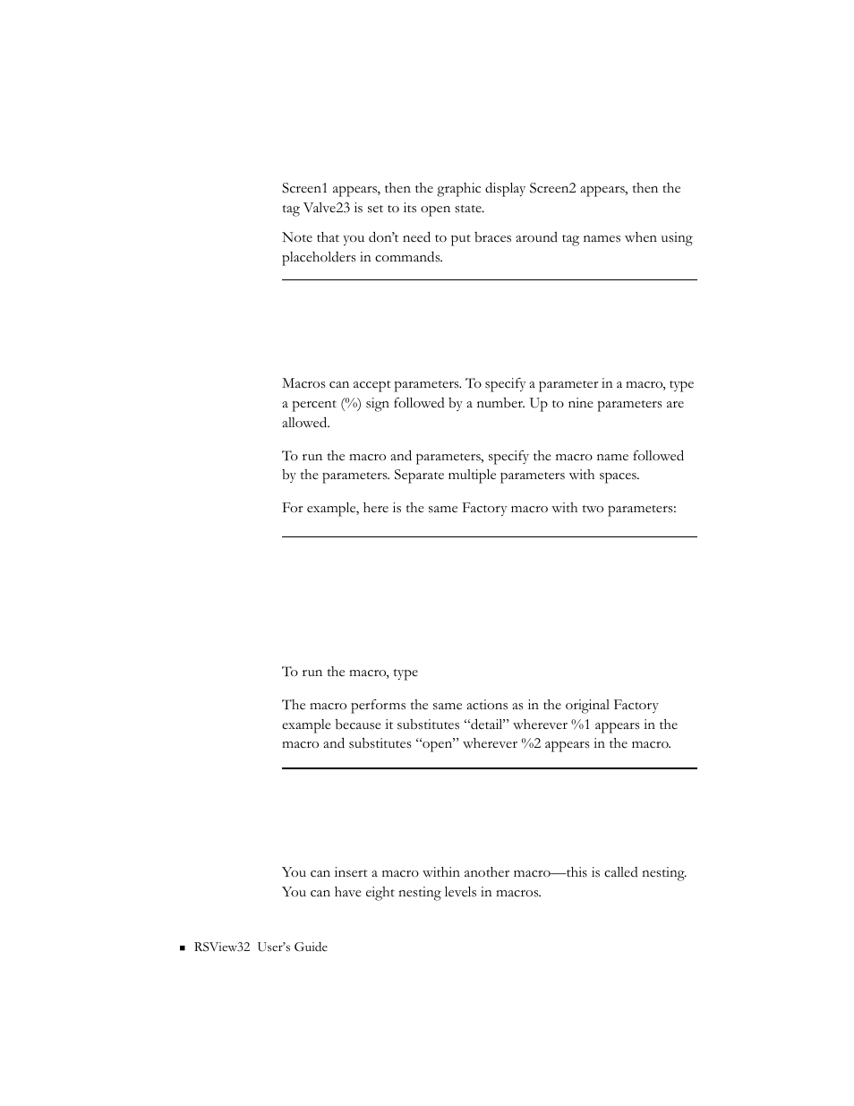 Using parameters, Nesting macros, Using parameters -10 nesting macros -10 | Rockwell Automation 9301 Series RSView32 Users Guide User Manual | Page 550 / 769