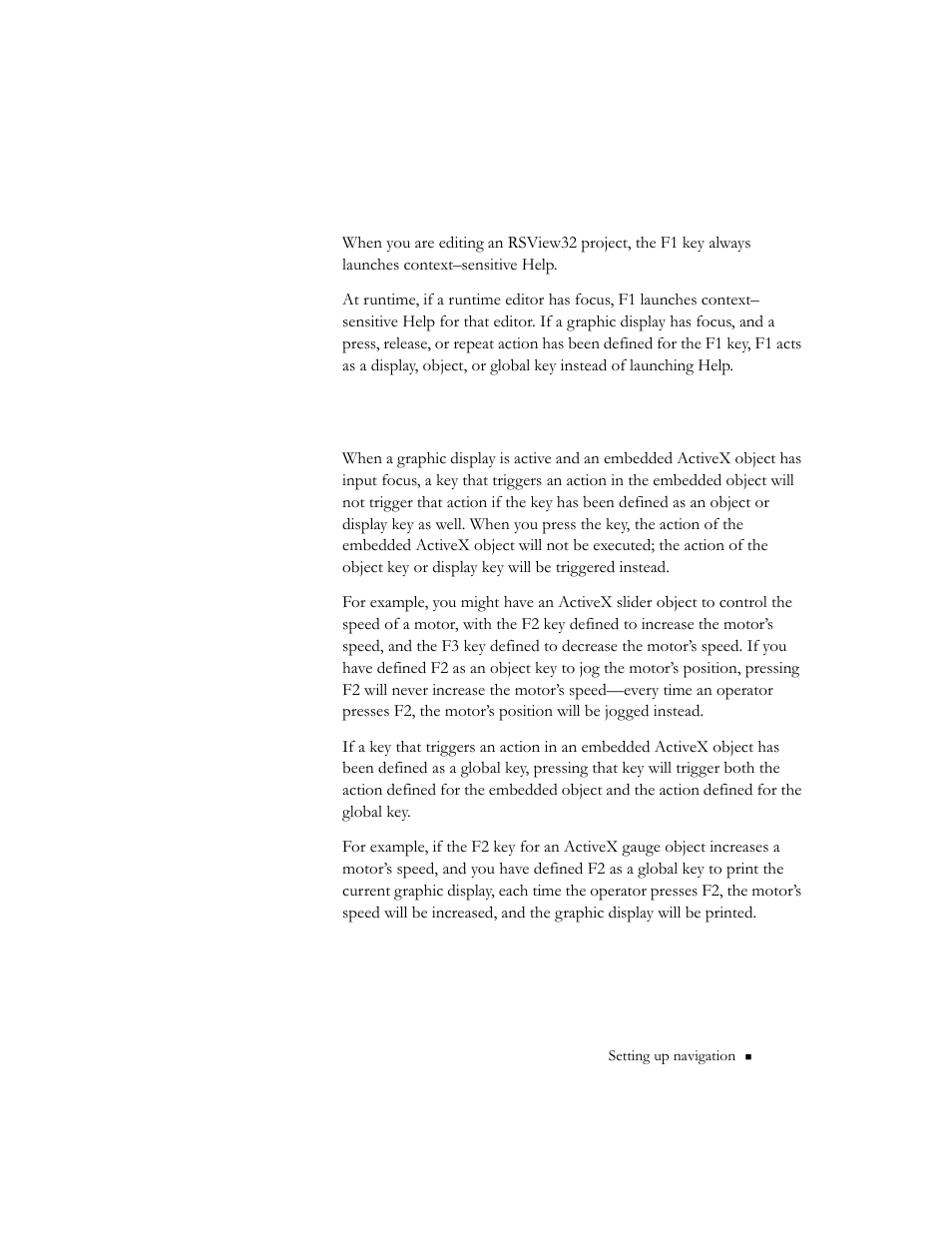 Precedence and the f1 key, Precedence and embedded activex objects | Rockwell Automation 9301 Series RSView32 Users Guide User Manual | Page 555 / 769
