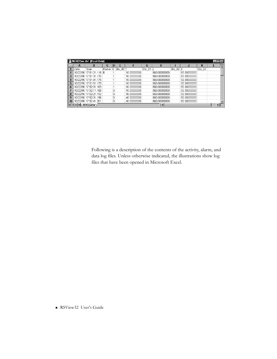 Understanding the content of the log files | Rockwell Automation 9301 Series RSView32 Users Guide User Manual | Page 568 / 769