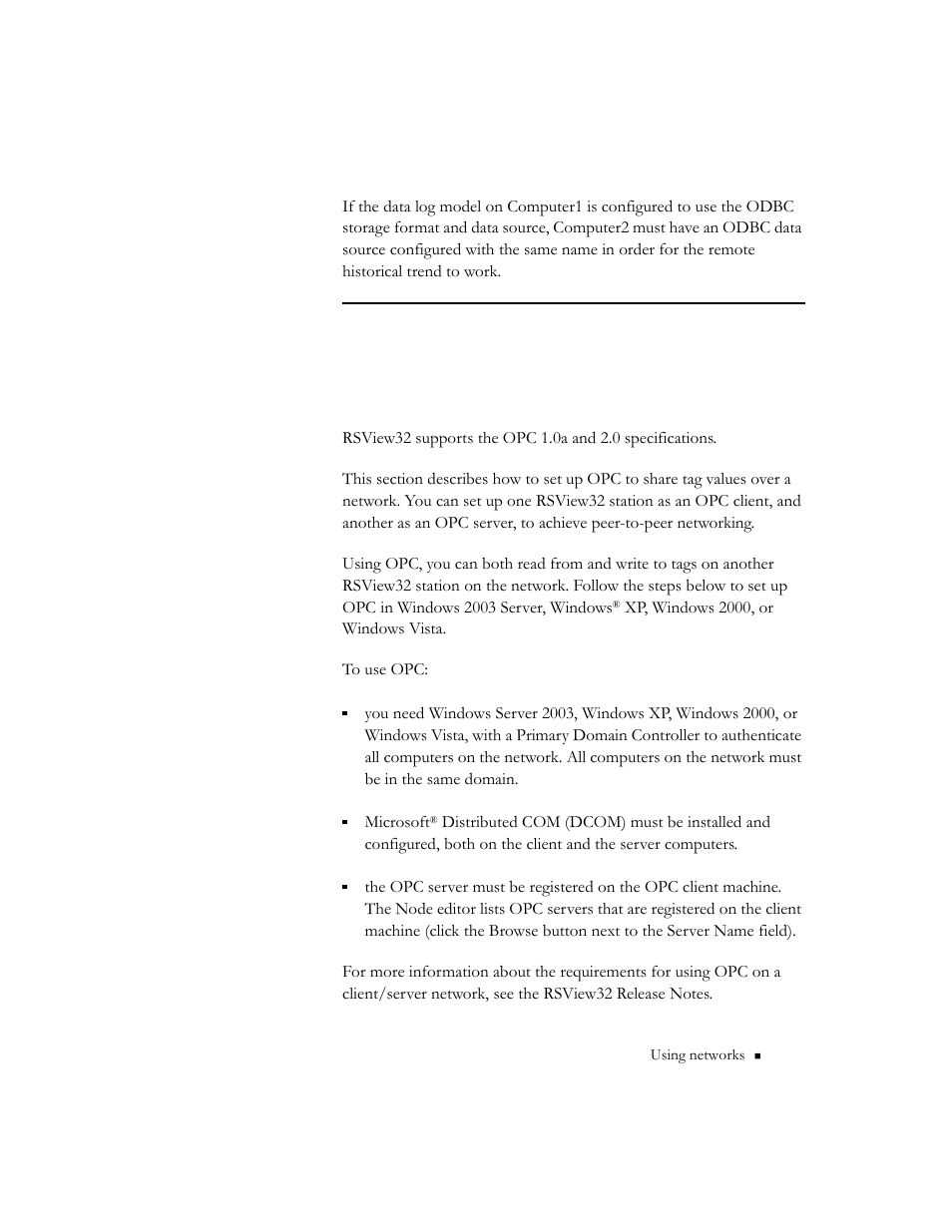 Using opc for peer–to–peer network communications | Rockwell Automation 9301 Series RSView32 Users Guide User Manual | Page 597 / 769