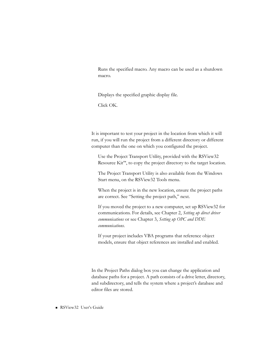 Setting up a project in a new location, Setting the project path | Rockwell Automation 9301 Series RSView32 Users Guide User Manual | Page 612 / 769