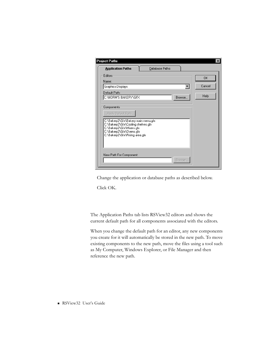 Changing application paths, Changing application paths -10 | Rockwell Automation 9301 Series RSView32 Users Guide User Manual | Page 614 / 769