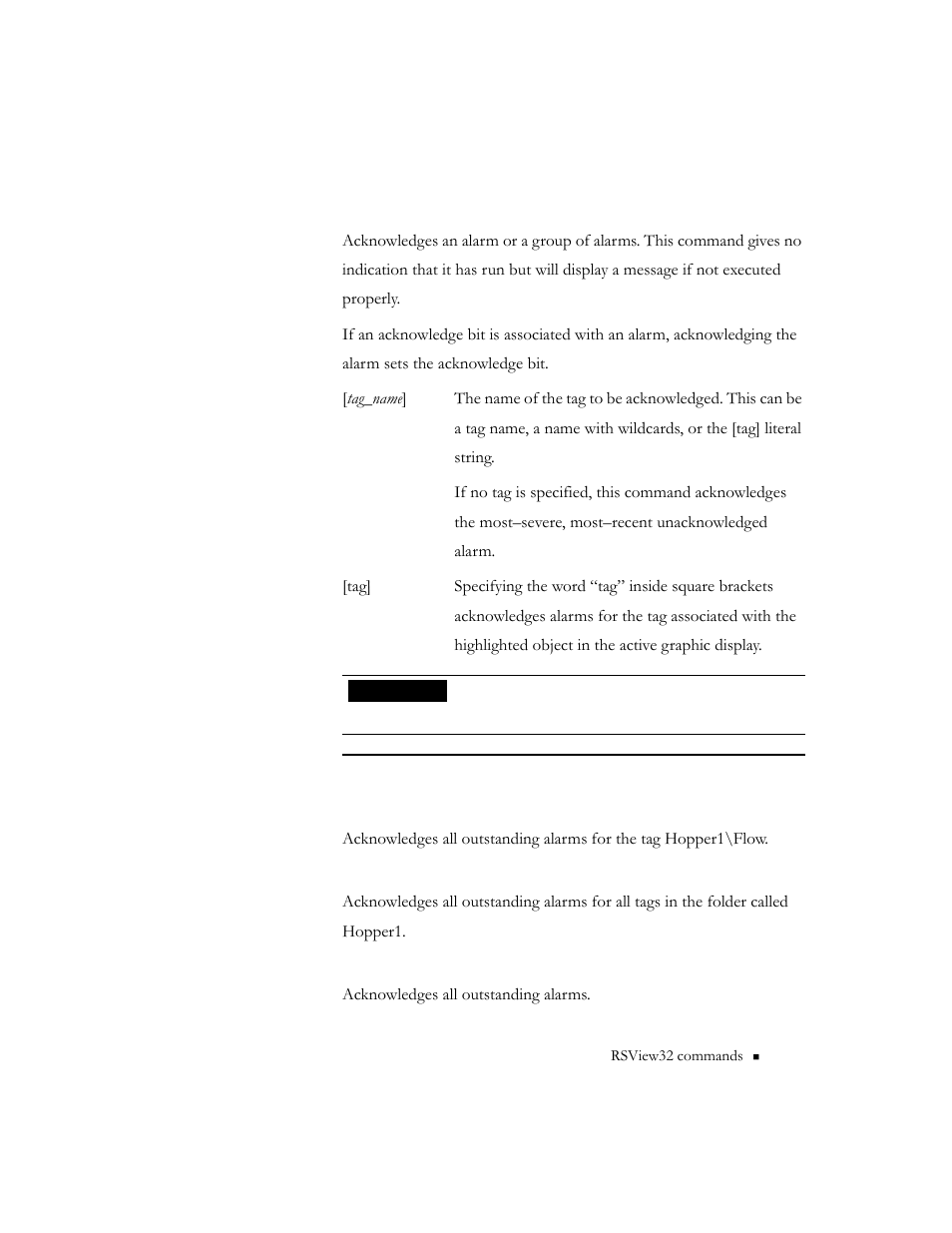 Acknowledge [tag_name | Rockwell Automation 9301 Series RSView32 Users Guide User Manual | Page 631 / 769