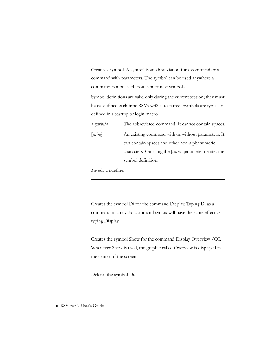 Define <symbol> [string | Rockwell Automation 9301 Series RSView32 Users Guide User Manual | Page 648 / 769