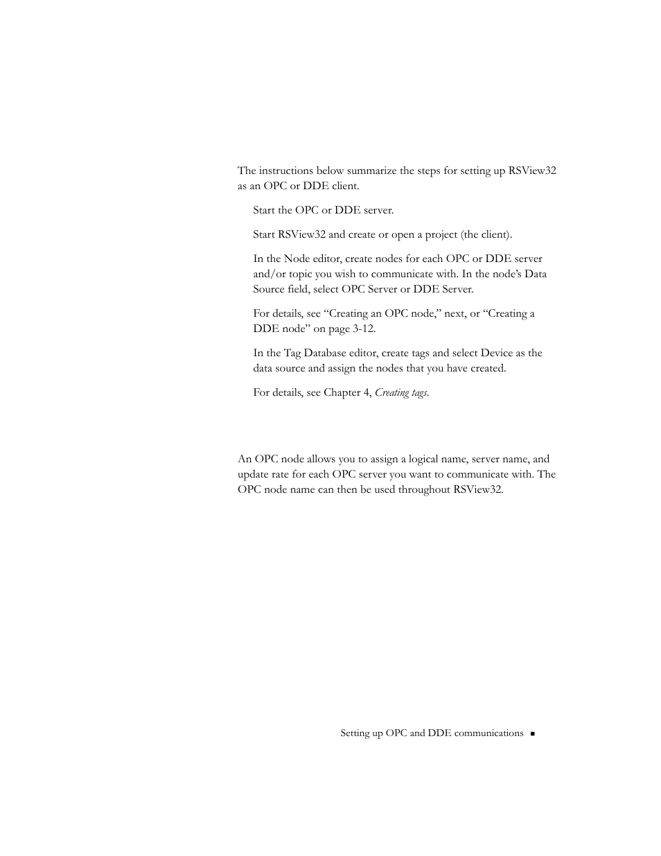 Summary of steps, Creating an opc node | Rockwell Automation 9301 Series RSView32 Users Guide User Manual | Page 67 / 769