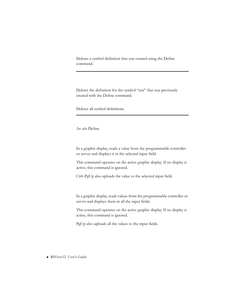 Undefine <symbol, Upload, Uploadall | Rockwell Automation 9301 Series RSView32 Users Guide User Manual | Page 680 / 769