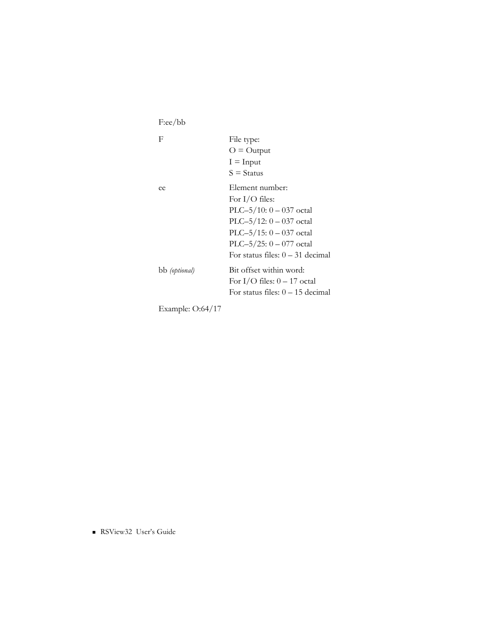 Plc–5 i/o and status files | Rockwell Automation 9301 Series RSView32 Users Guide User Manual | Page 704 / 769