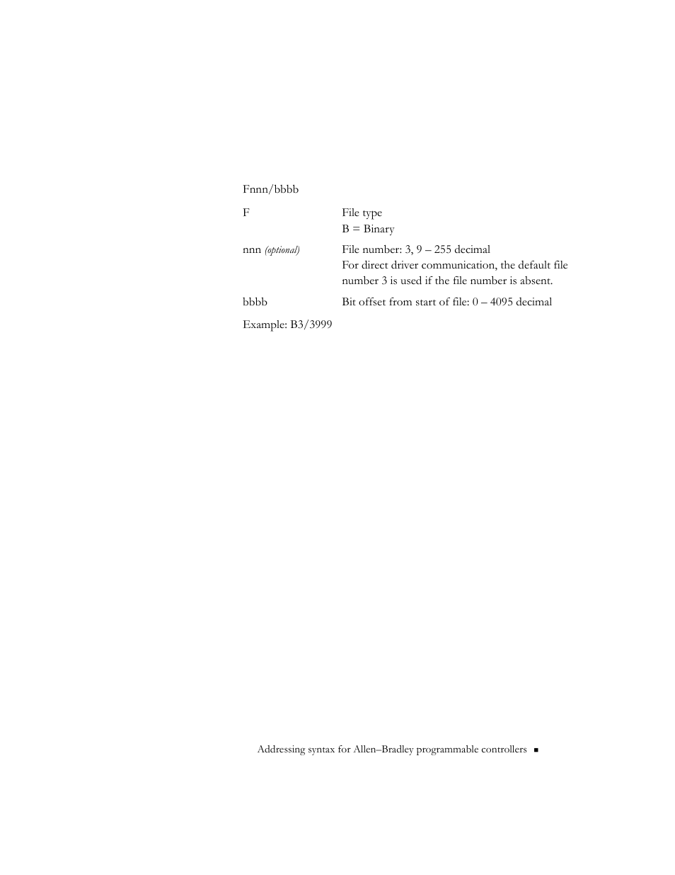 Slc 5 (enhanced) binary files: optional syntax | Rockwell Automation 9301 Series RSView32 Users Guide User Manual | Page 719 / 769