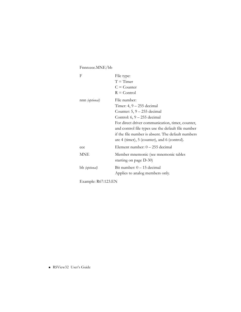 Slc 5 (enhanced) timer, counter, and control files | Rockwell Automation 9301 Series RSView32 Users Guide User Manual | Page 720 / 769