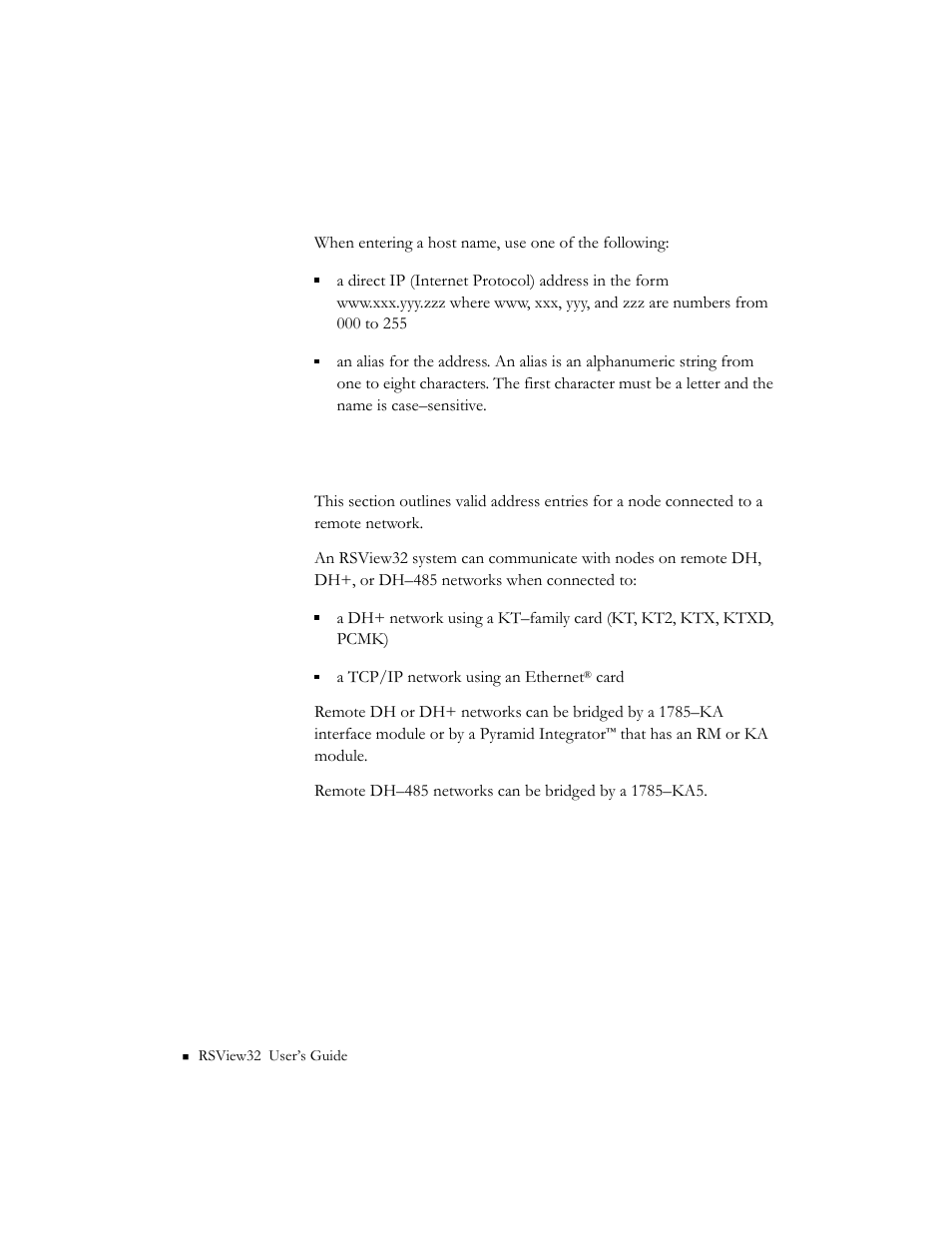 Host name, Remote station addressing | Rockwell Automation 9301 Series RSView32 Users Guide User Manual | Page 736 / 769