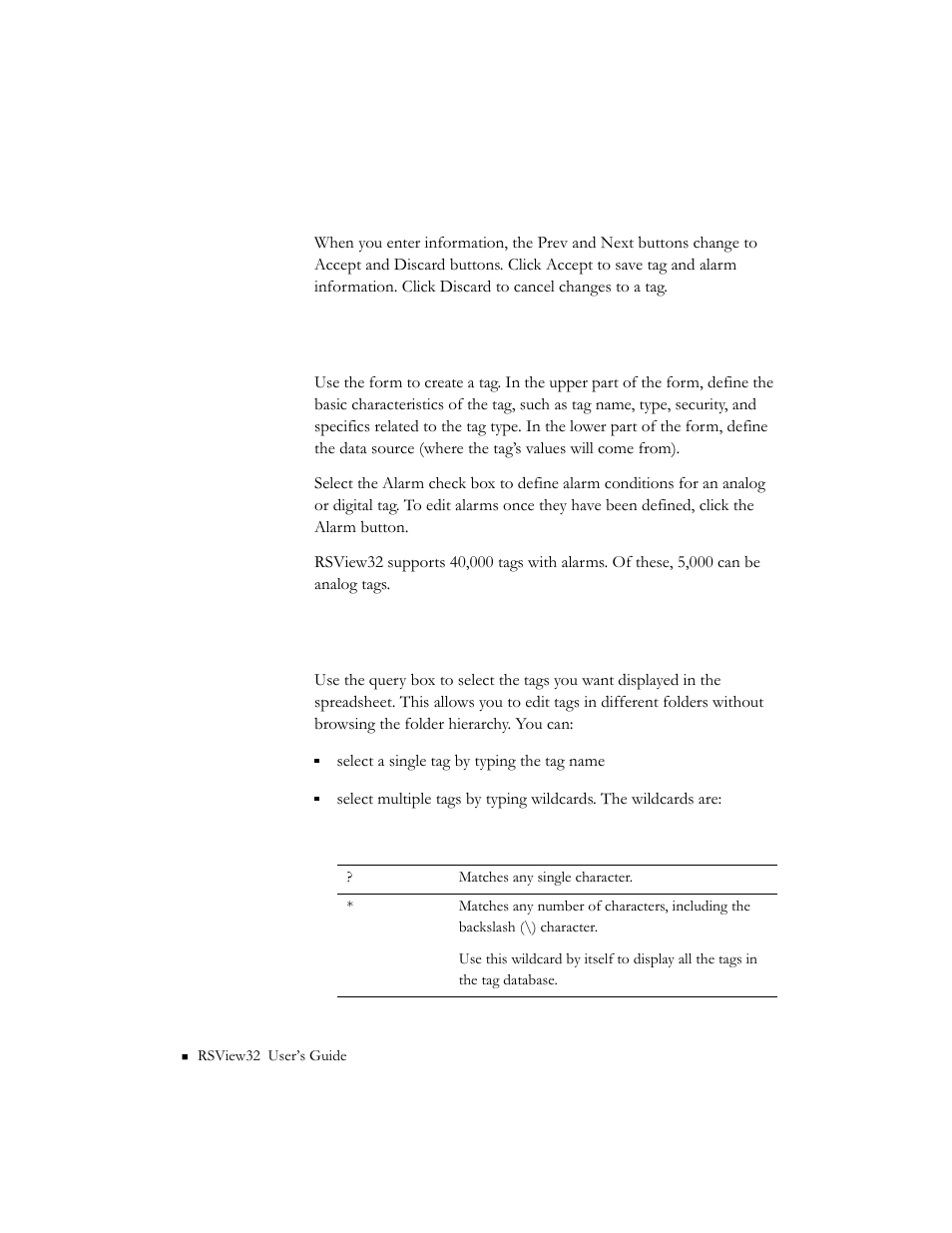 Using the accept and discard buttons, Using the form, Using the query box | Using the accept and discard buttons -6 | Rockwell Automation 9301 Series RSView32 Users Guide User Manual | Page 86 / 769