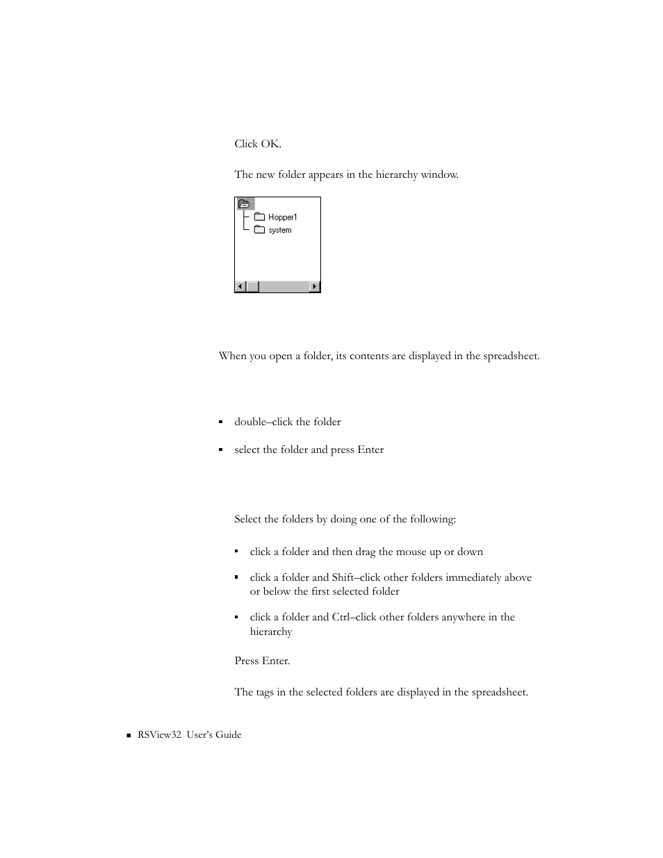 Opening a folder, Opening a folder -8 | Rockwell Automation 9301 Series RSView32 Users Guide User Manual | Page 88 / 769