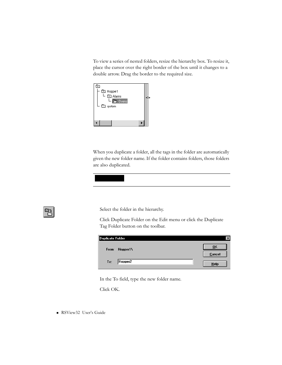 Duplicating a folder, Duplicating a folder -10 | Rockwell Automation 9301 Series RSView32 Users Guide User Manual | Page 90 / 769