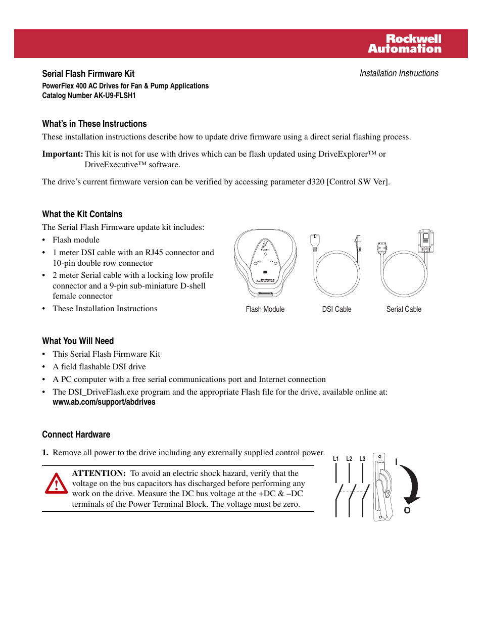 Rockwell Automation 22C Serial Flash Kit User Manual | 4 pages