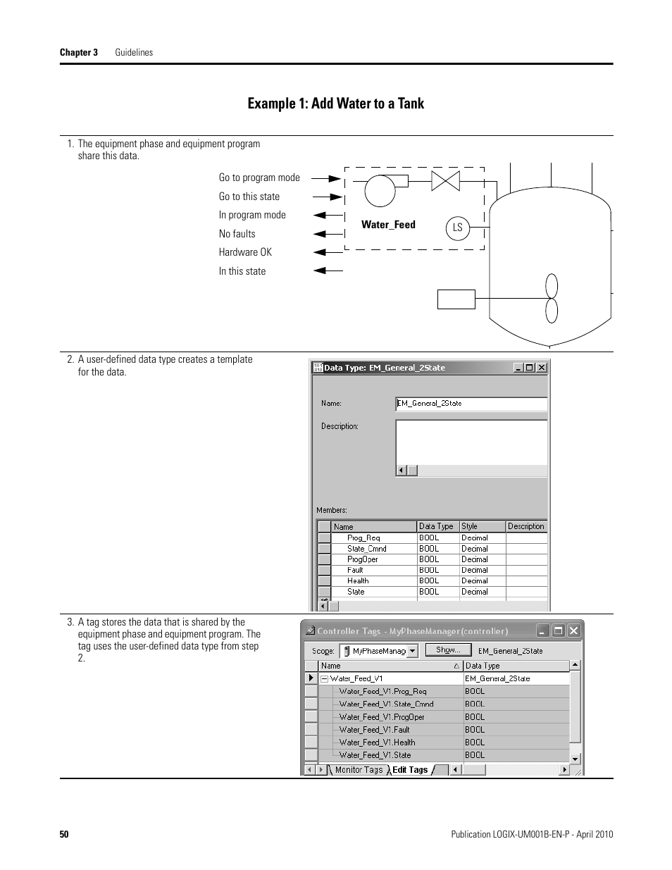 Example 1: add water to a tank | Rockwell Automation 1794-Lxxxx PhaseManager User Manual | Page 50 / 122