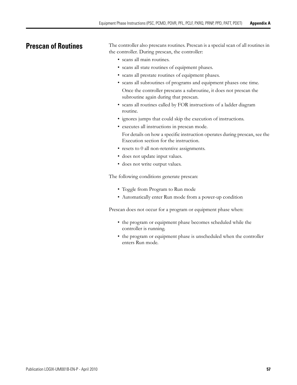 Prescan of routines | Rockwell Automation 1794-Lxxxx PhaseManager User Manual | Page 57 / 122