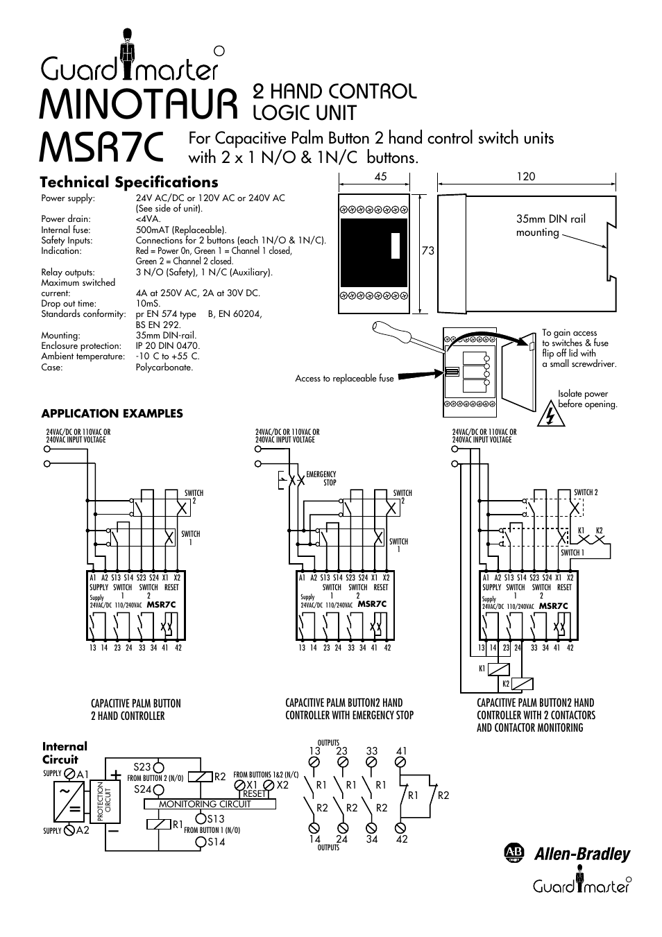 Rockwell Automation 440R MSR7C Logic Unit--Photoelectric and Capacitive Inputs User Manual | 1 page