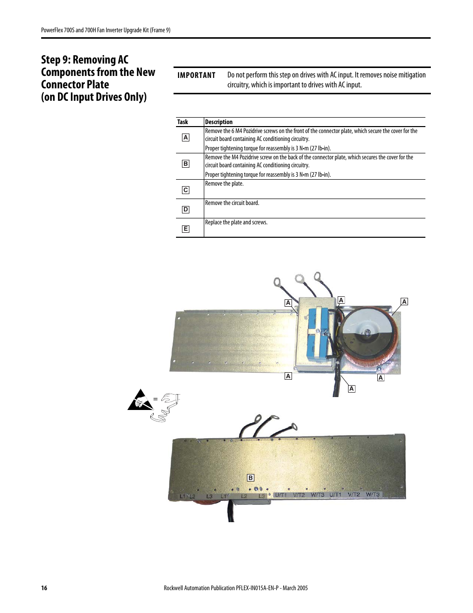 Rockwell Automation 20D PowerFlex 700S and H Fan Inverter Upgrade Kit (Frame 9) User Manual | Page 16 / 22