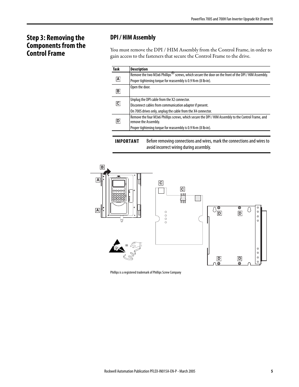 Dpi / him assembly | Rockwell Automation 20D PowerFlex 700S and H Fan Inverter Upgrade Kit (Frame 9) User Manual | Page 5 / 22
