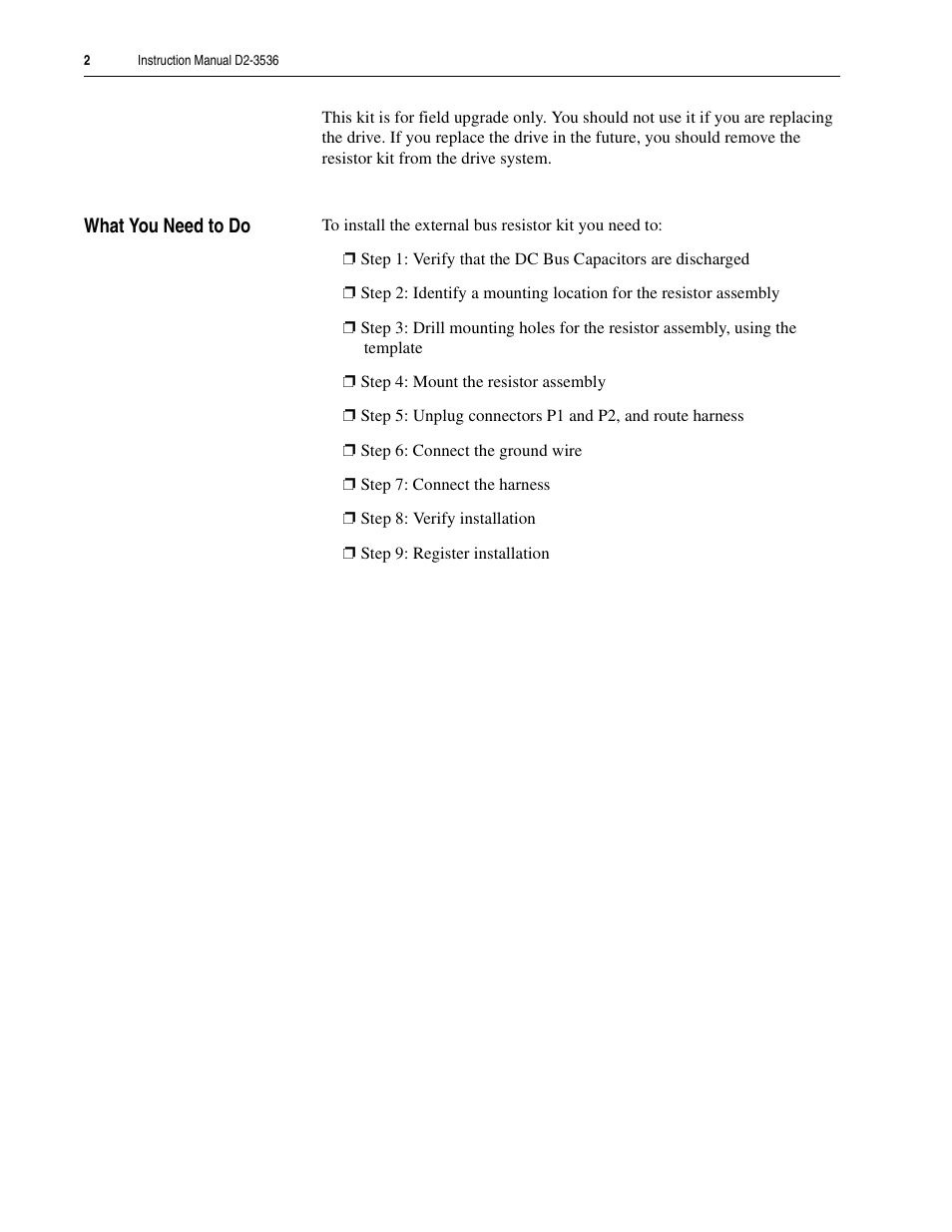 Rockwell Automation LiquiFlo 1.0 and 1.5 External Bus Resistor Kit (500/640 Amp) User Manual | Page 2 / 16