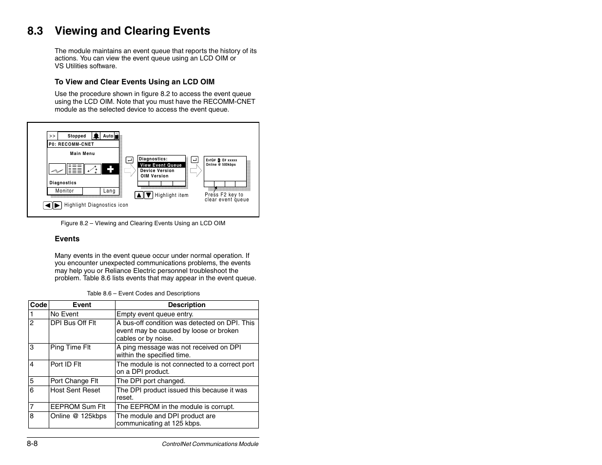 Viewing and clearing events, 3 viewing and clearing events | Rockwell Automation RECOMM-CNET ControlNet Communications Module User Manual | Page 102 / 160