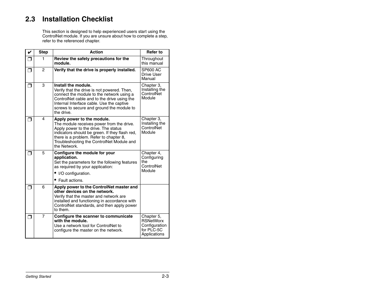Installation checklist, 3 installation checklist | Rockwell Automation RECOMM-CNET ControlNet Communications Module User Manual | Page 13 / 160
