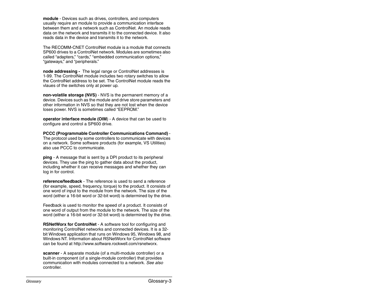 Rockwell Automation RECOMM-CNET ControlNet Communications Module User Manual | Page 155 / 160
