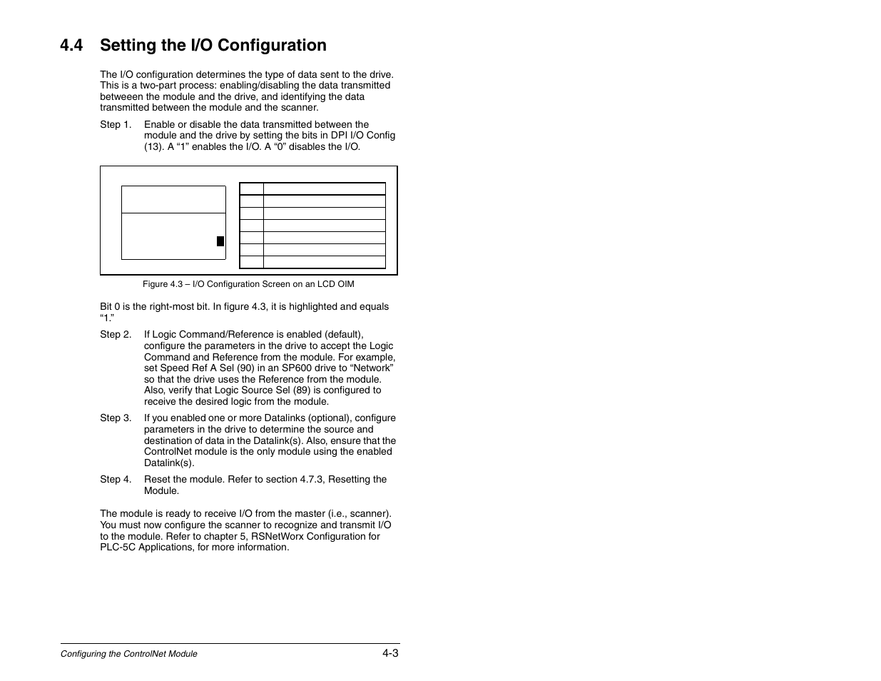 Setting the i/ configuration, 4 setting the i/o configuration | Rockwell Automation RECOMM-CNET ControlNet Communications Module User Manual | Page 23 / 160