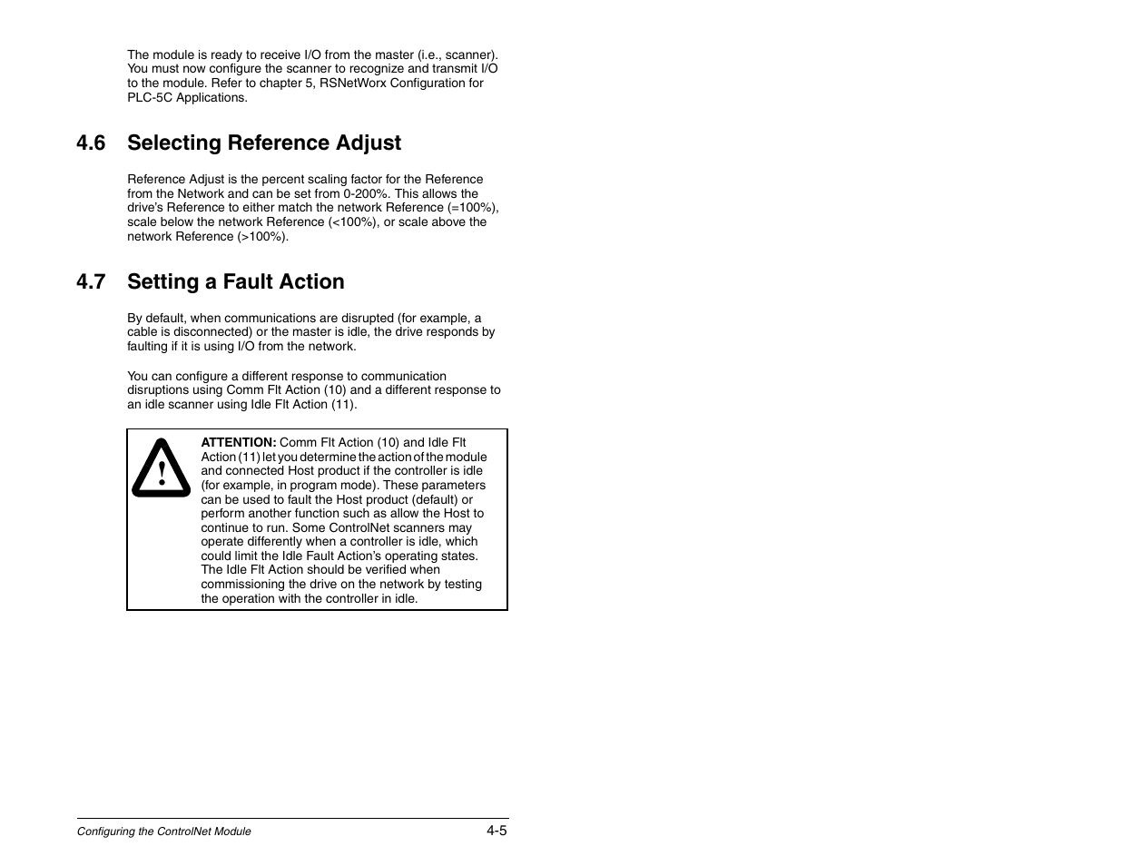 Selecting reference adjust, Setting a fault action, 6 selecting reference adjust | 7 setting a fault action | Rockwell Automation RECOMM-CNET ControlNet Communications Module User Manual | Page 25 / 160