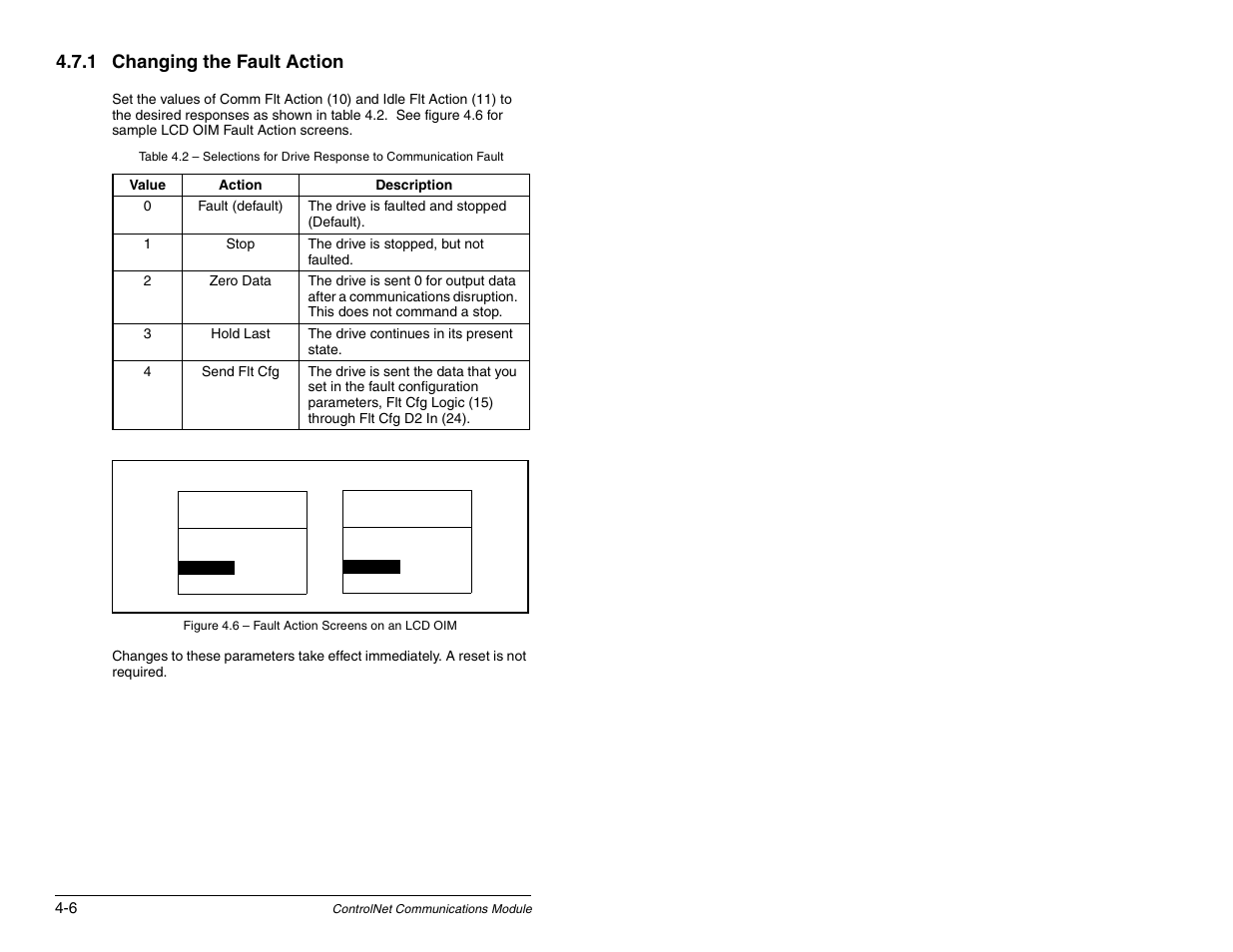 1 changing the fault action | Rockwell Automation RECOMM-CNET ControlNet Communications Module User Manual | Page 26 / 160