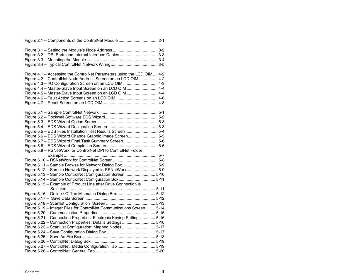 List of figures | Rockwell Automation RECOMM-CNET ControlNet Communications Module User Manual | Page 5 / 160