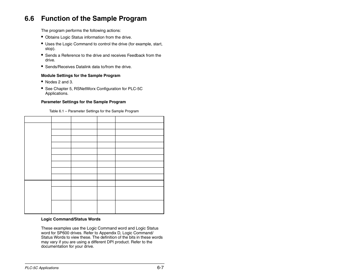 Function of the sample program, 6 function of the sample program | Rockwell Automation RECOMM-CNET ControlNet Communications Module User Manual | Page 57 / 160
