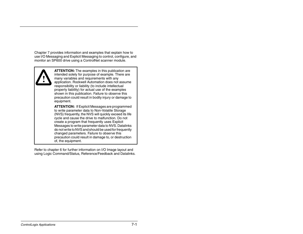 7 - controllogix applications, Hapter, Controllogix applications | Rockwell Automation RECOMM-CNET ControlNet Communications Module User Manual | Page 69 / 160