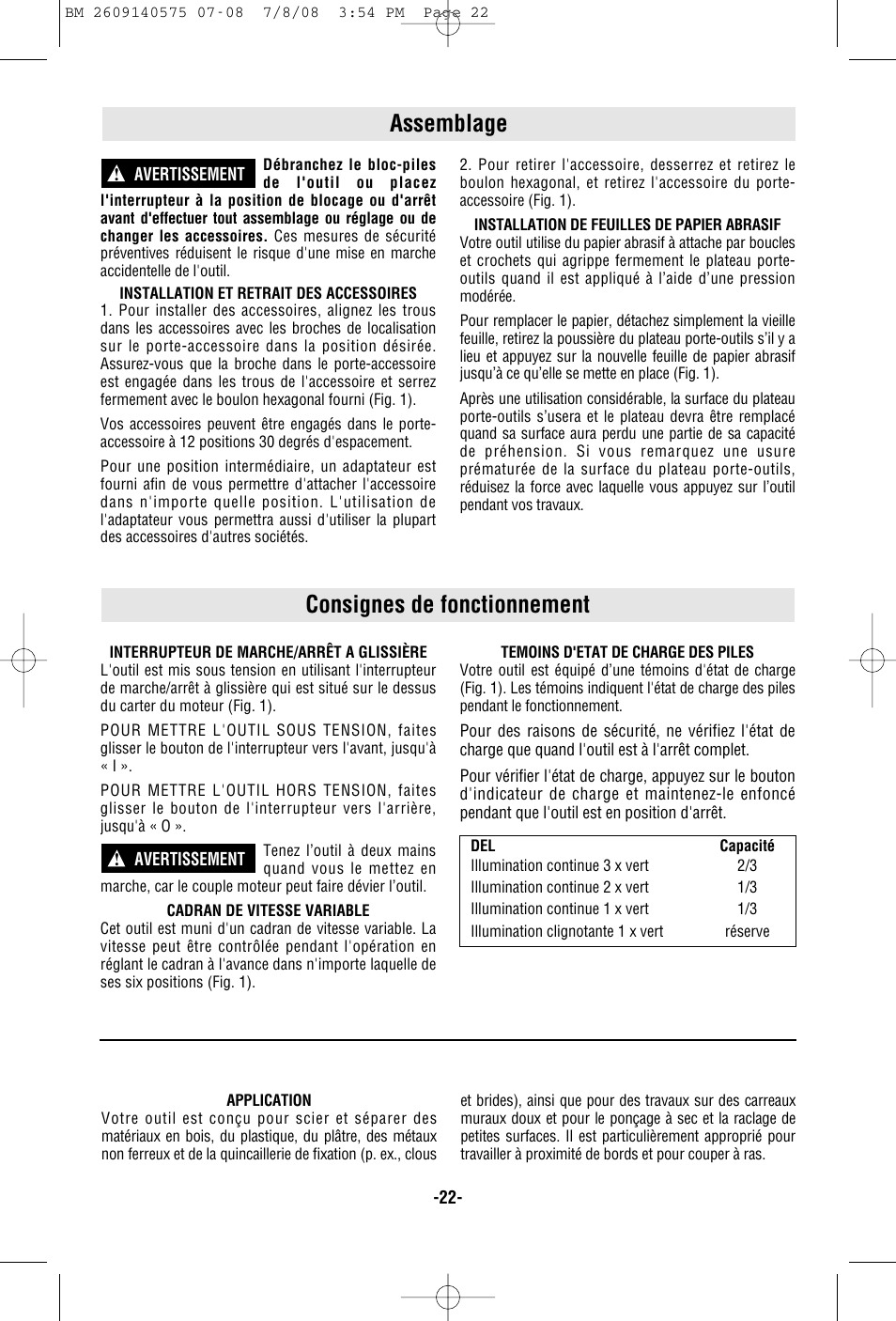 Consignes de fonctionnement assemblage | Bosch PS50 User Manual | Page 22 / 44