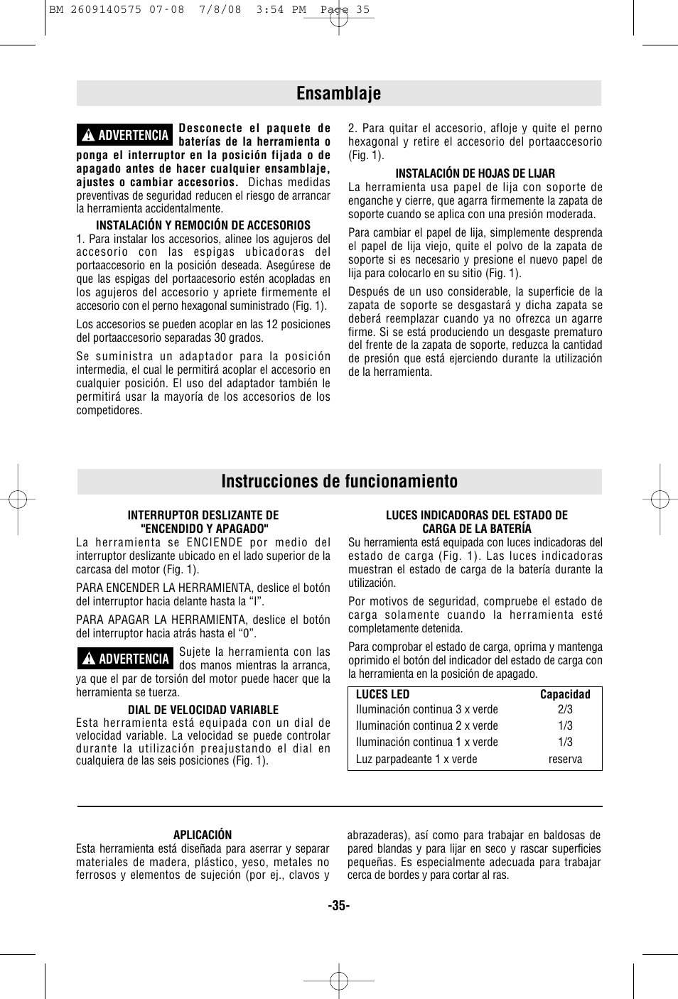 Instrucciones de funcionamiento ensamblaje | Bosch PS50 User Manual | Page 35 / 44