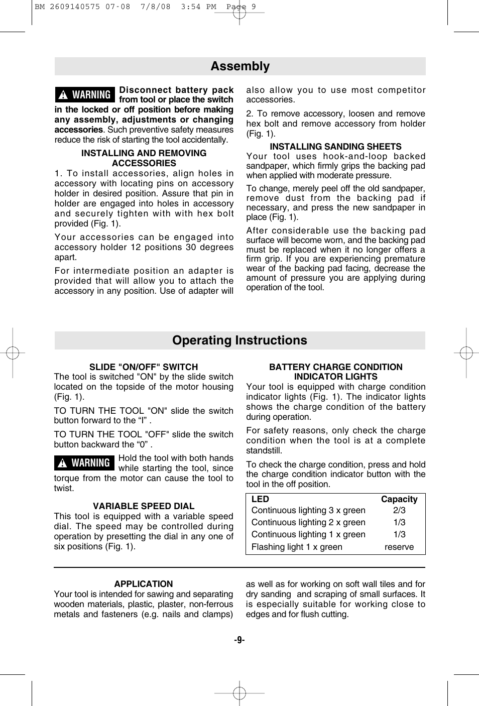 Operating instructions assembly | Bosch PS50 User Manual | Page 9 / 44