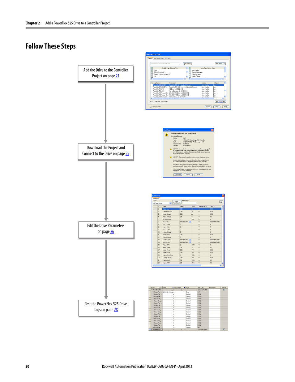 Follow these steps | Rockwell Automation Logix5000 Control Systems: Connect PowerFlex 525 Drives over EtherNet/IP Quick Start User Manual | Page 20 / 36