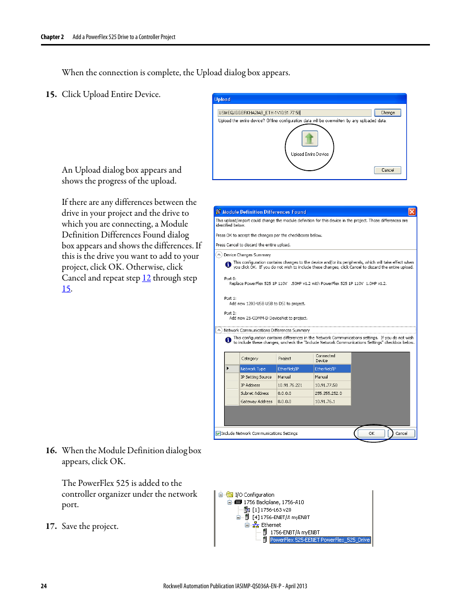 Rockwell Automation Logix5000 Control Systems: Connect PowerFlex 525 Drives over EtherNet/IP Quick Start User Manual | Page 24 / 36