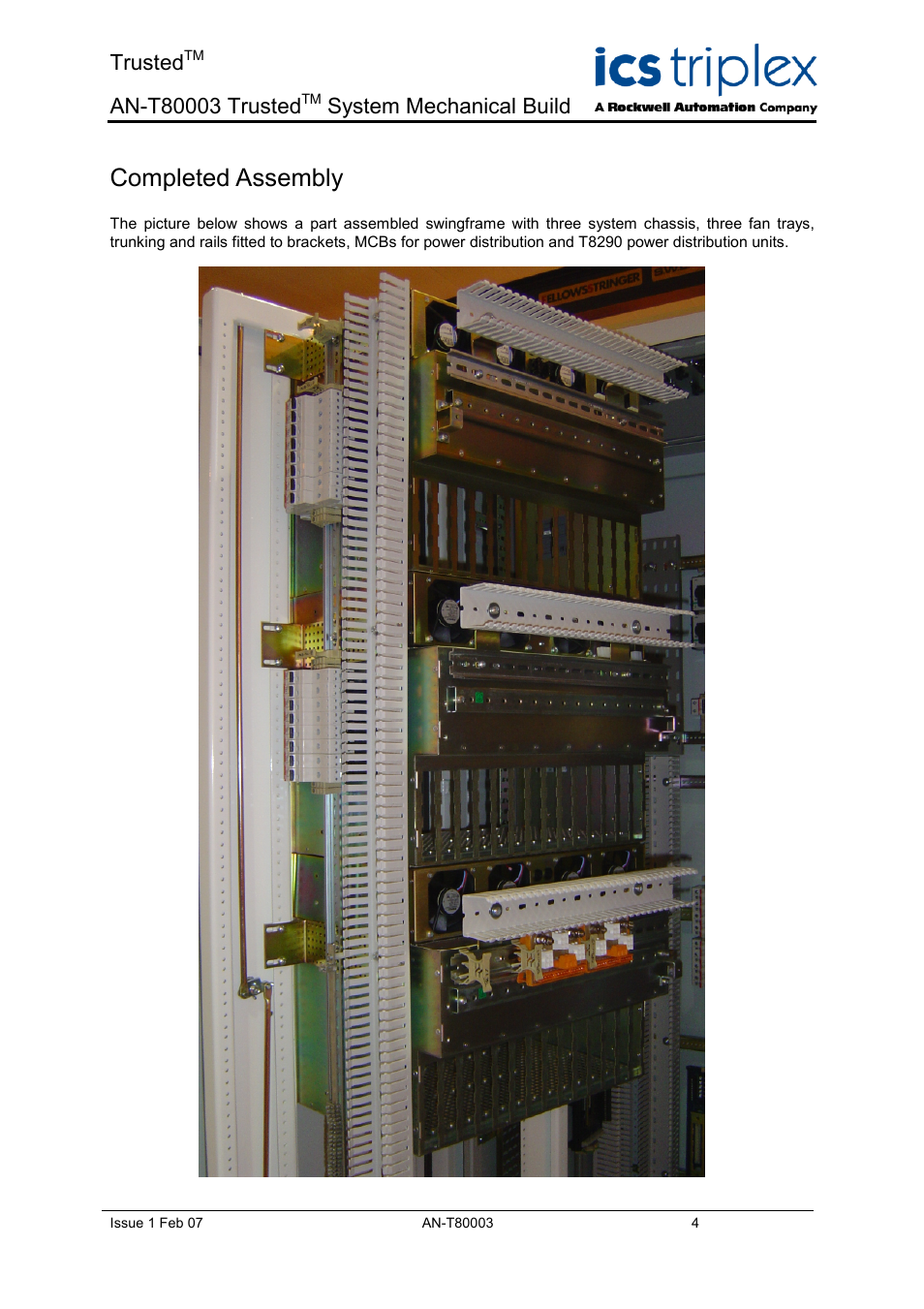 Completed assembly, Trusted, System mechanical build | Rockwell Automation T8xxx Application Note Trusted System Mechanical Build User Manual | Page 4 / 6