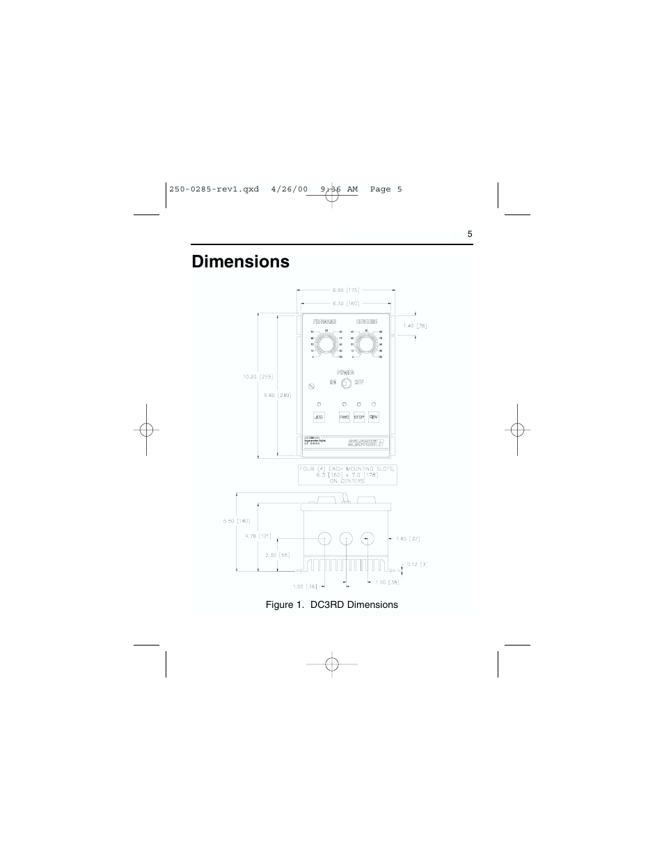 Dimensions | Rockwell Automation DC3RD Digital Regenerative DC Drive User Guide 1/4 - 2 HP, 115/230 VAC User Manual | Page 13 / 68