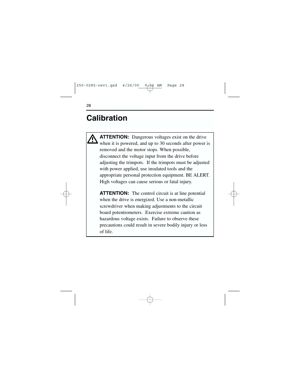 Calibration | Rockwell Automation DC3RD Digital Regenerative DC Drive User Guide 1/4 - 2 HP, 115/230 VAC User Manual | Page 36 / 68