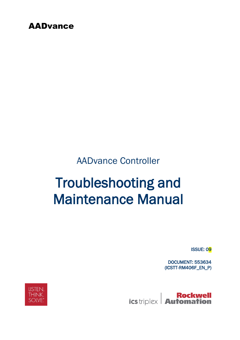 Rockwell Automation AADvance Controller Troubleshooting and Maintenance Manual User Manual | 96 pages